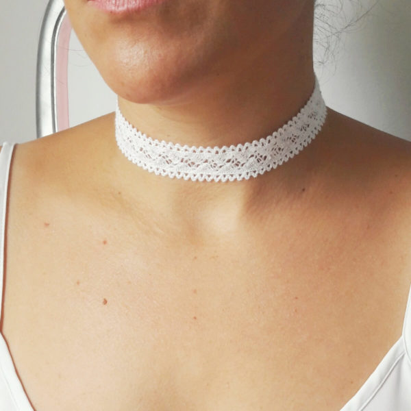 collier-mariée-dentelle-vintage collier de mariée ras de cou en dentelle de coton blanche