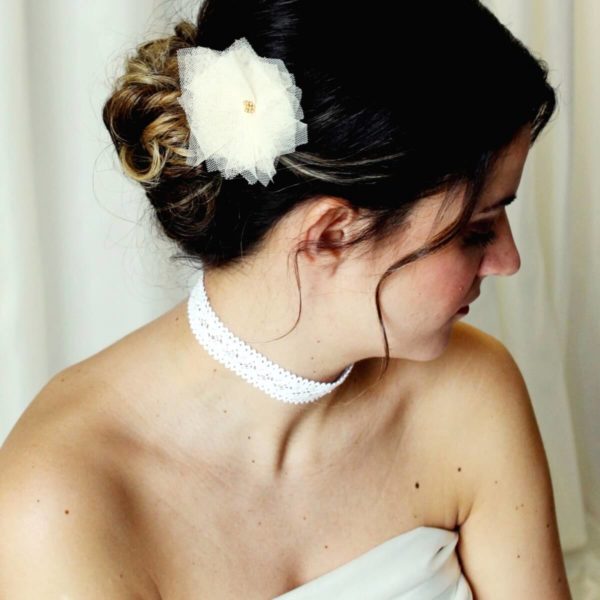 collier-mariée-dentelle-vintage collier de mariée ras de cou en dentelle de coton blanche