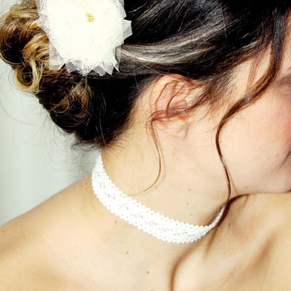 collier-mariée-dentelle-vintage collier de mariée ras de cou en dentelle de coton blanche