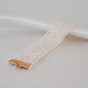 bracelet de mariée vintage, ras de cou en dentelle de coton crème