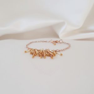 bracelet de mariée chaine doré rose et perles tubes miyuki