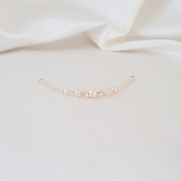 ornement de cheveux pour coiffure de mariée en perles nacrées et à facettes crème clair