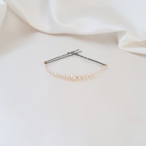 ornement de cheveux pour coiffure de mariée en perles nacrées et à facettes crème clair