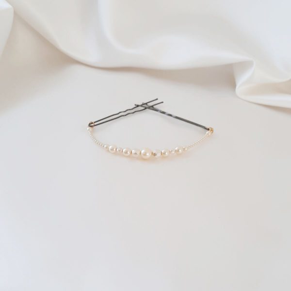 ornement de cheveux pour coiffure de mariée en perles nacrées et à facettes crème clair