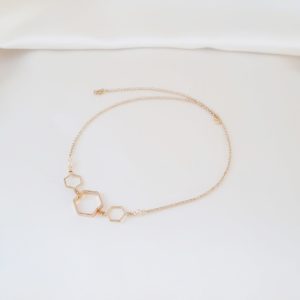 headband de mariée bohême chic chaine doré et hexagone