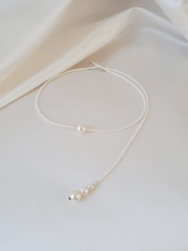 collier de dos classique chic perles de rocailles et perles de verre nacrées