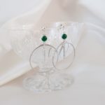 boucles d'oreilles casual pour mariée , cercle argentée et sequin