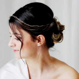 headband de mariée perles de rocailles et perles à facettes en verre de bohême