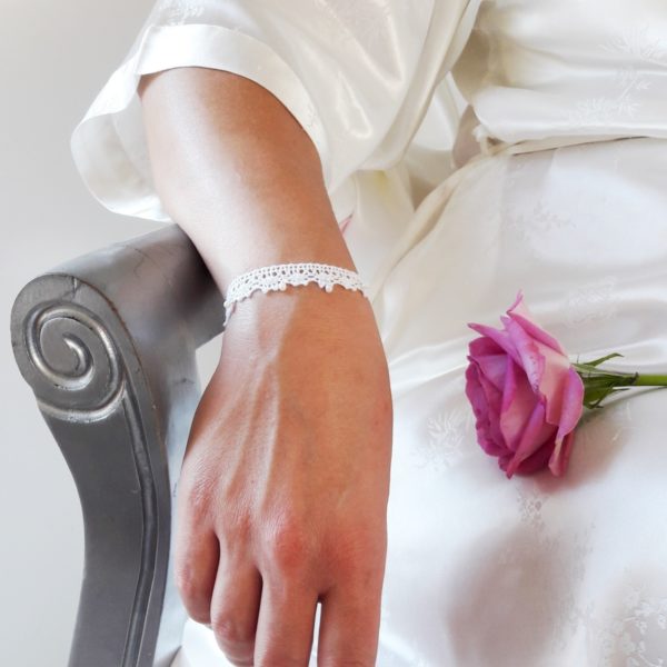bracelet-mariée-dentelle-vintage bracelet de mariée vintage en dentelle de coton blanche