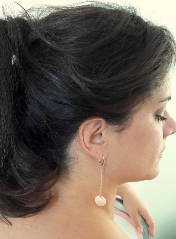 boucles-oreille-mariage-pendantes-doré rose boucles d'oreilles pendantes pour la mariée, dorées rose