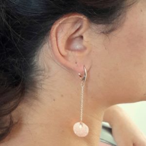 boucles d'oreilles pendantes pour la mariée, dorées rose