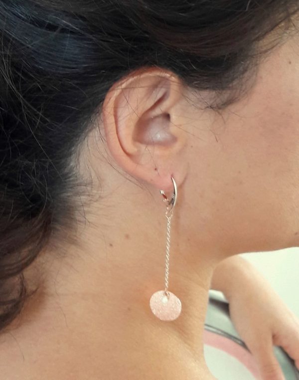 boucles-oreille-mariage-pendantes-doré rose boucles d'oreilles pendantes pour la mariée, dorées rose