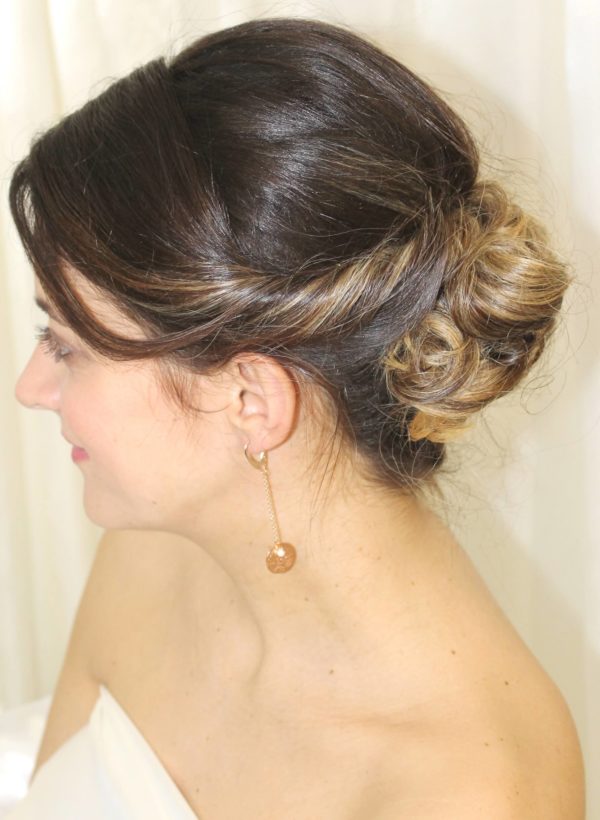 boucles-oreille-mariage-pendantes-doré rose boucles d'oreilles pendantes pour la mariée, dorées rose