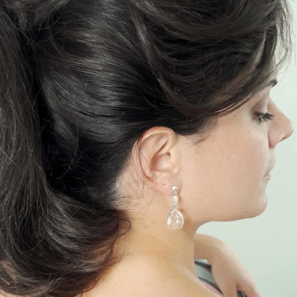 boucles-oreilles-mariée-goutte-verre boucles d'oreilles de mariée intemporelles en goutte de verre argentée