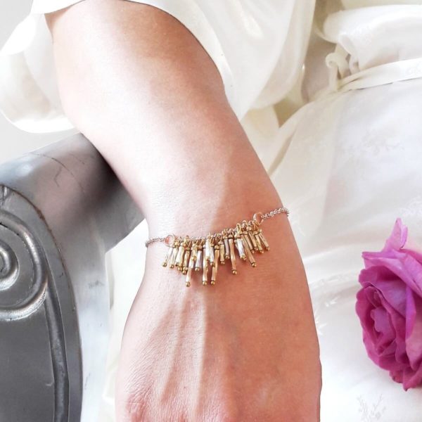 bracelet-mariée-perles-charms bracelet de mariée chaine doré rose et perles tubes miyuki