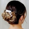 barrette de mariée classique chic intemporel, nœud de satin blanc