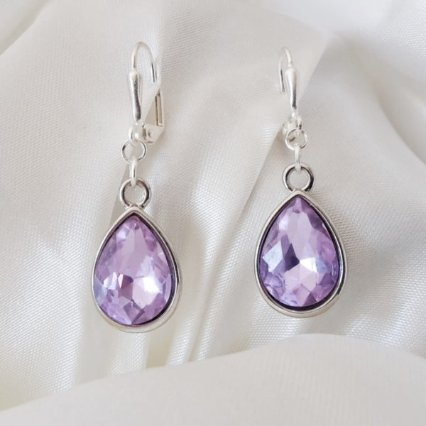 boucles d'oreilles mariée goutte de verre à facettes