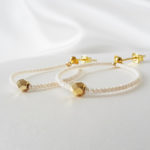 boucles d'oreilles de mariée créoles perles de rocailles et perles à facettes