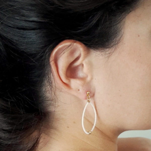 créoles-mariée-perles-rocaille boucles d'oreilles de mariée créoles perles de rocailles et perles à facettes