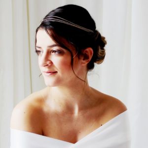 headband de mariée bohême chic sur trois rangs en perles de rocailles couleur champagne