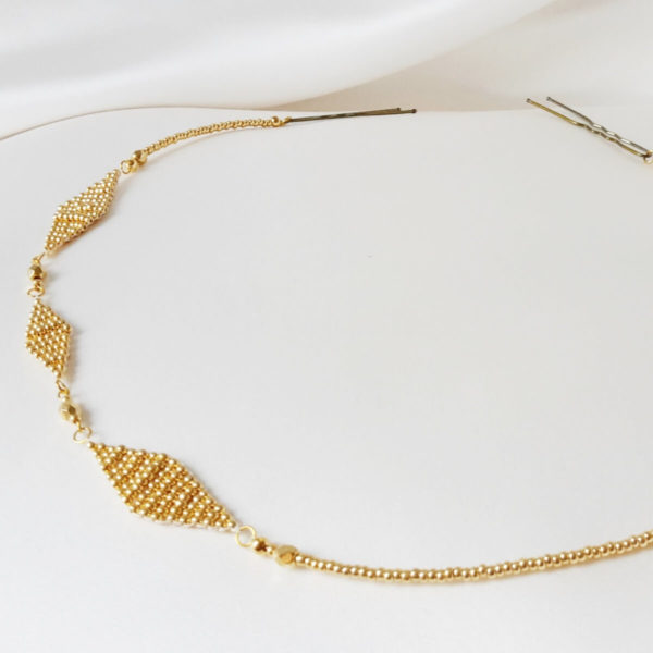 headband-coiffure-mariée-perles headband de mariée, une création unique et originale, d'inspiration bohême chic en perles tissées