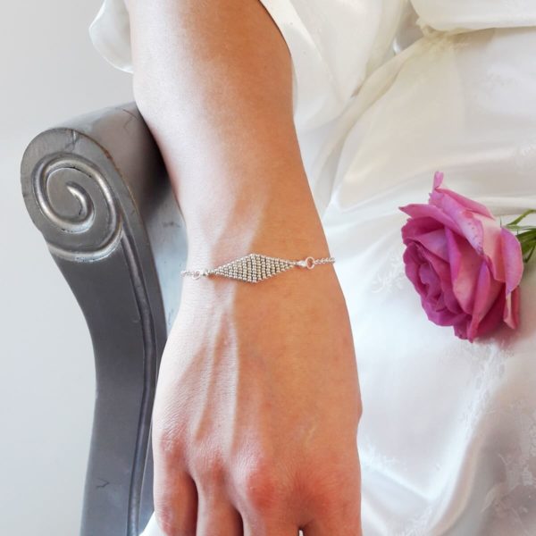 bracelet-mariée-perles-losange headband de mariée, une création unique et originale, d'inspiration bohême chic en perles tissées