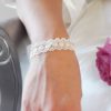 bracelet de mariée vintage en dentelle de coton crème et chaine argentée