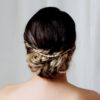 ornement de cheveux pour coiffure de mariée en perles nacrées et à facettes crème clair