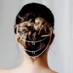 ornement de cheveux pour coiffures de mariée perles de rocailles sur trois rangs et gouttes de verre