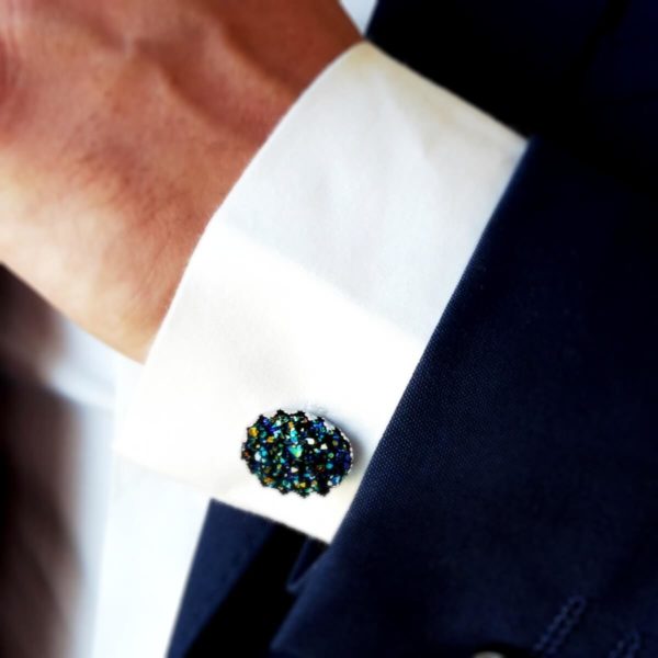 boutons de manchette de marié personnalisables en résine druzy