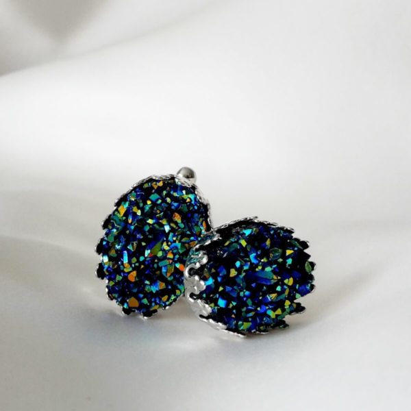 boutons de manchette de marié personnalisables en résine druzy