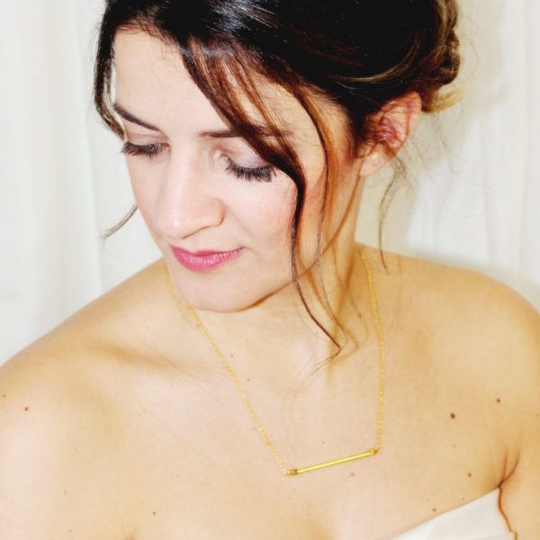 collier de mariée chaine doré , perle facettes plaqué or et perle tube dorée