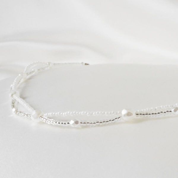 headband de mariée en couronne de perles de rocailles et perles à facettes