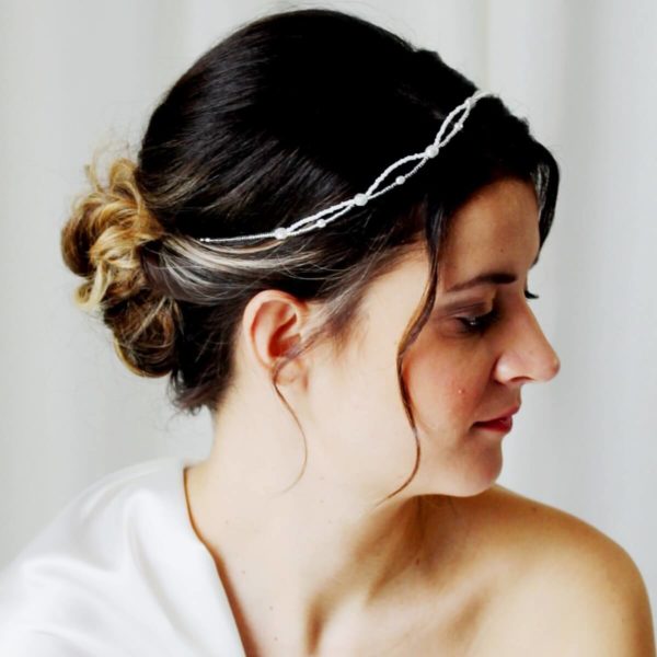 headband de mariée en couronne de perles de rocailles et perles à facettes