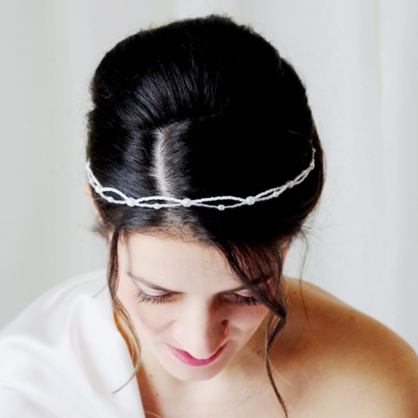 headband de mariée en couronne de perles de rocailles et perles à facettes