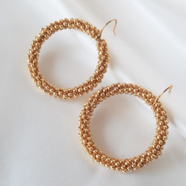 créoles de mariée boucles d'oreilles perles dorées