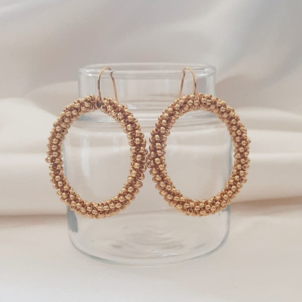 créoles de mariée boucles d'oreilles perles dorées