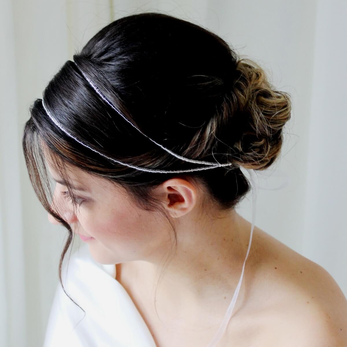 headband de mariée perles et organza