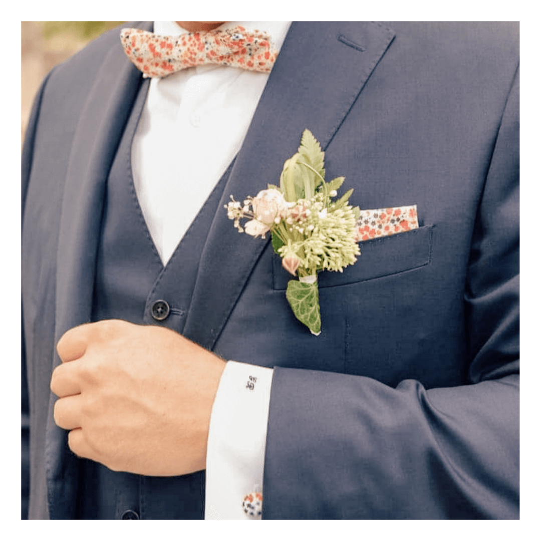 boutonnière marié et nœud papillon liberty